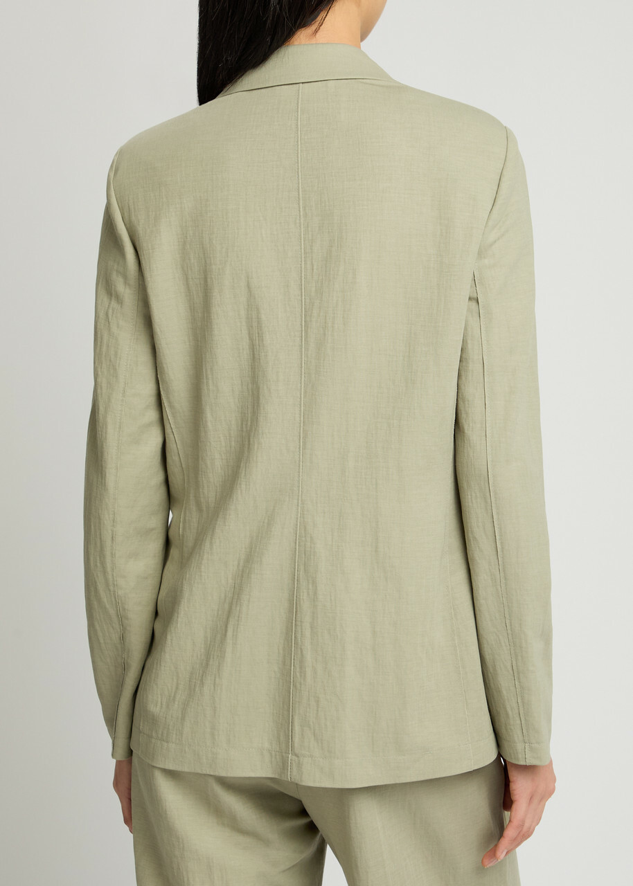 Harris Wharf London Double-breasted Woven Blazer Sage