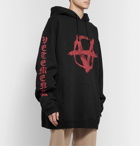 Vetements - Printed Loopback Cotton-Blend Jersey Hoodie - Black