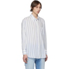 Our Legacy White and Blue Stripe Less Borrowed Shirt