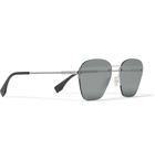 Fendi - Aviator-Style Logo-Print Silver-Tone Sunglasses - Silver