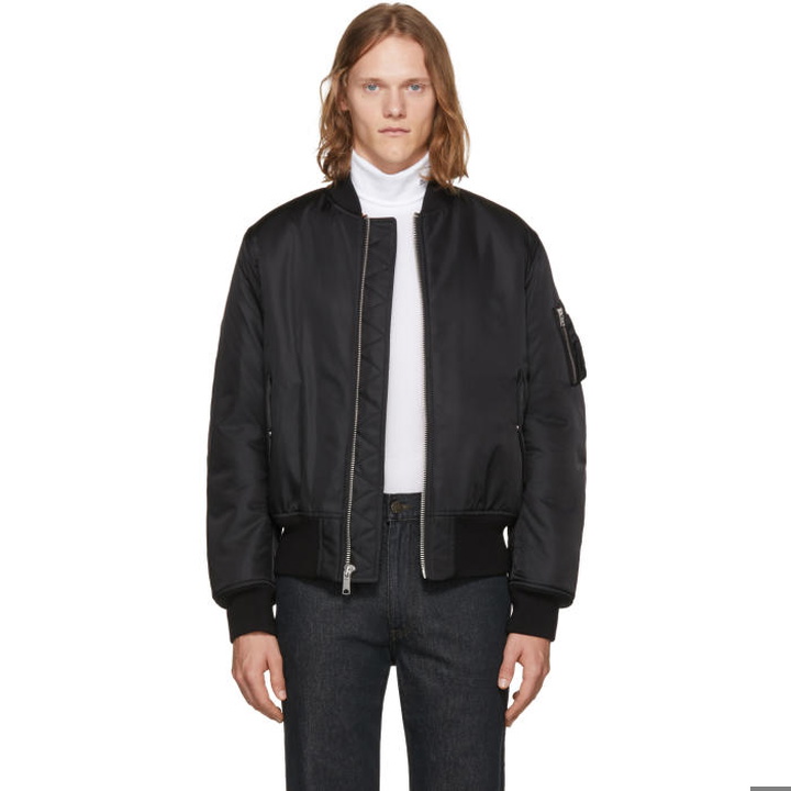 Photo: Calvin Klein 205W39NYC Black Nylon Shearling-Lined Bomber Jacket