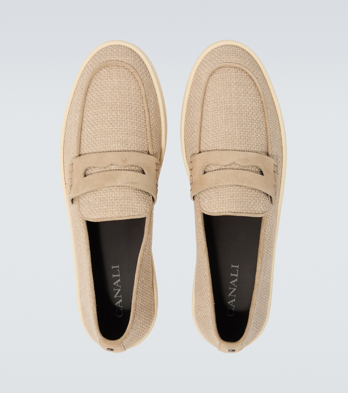 Canali Woven suede-trimmed penny loafers