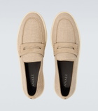 Canali Woven suede-trimmed penny loafers