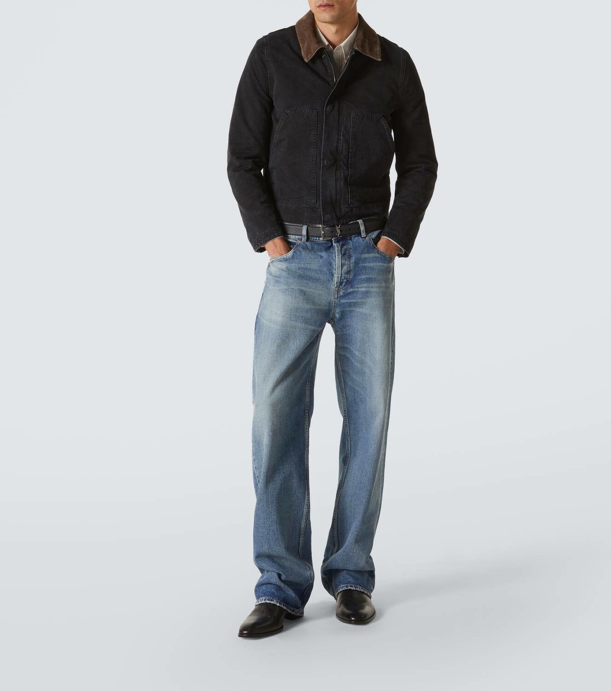 ジャケット Saint Laurent Canvas jacket Saint Laurent Corduroy-trimmed cotton canvas jacket Saint