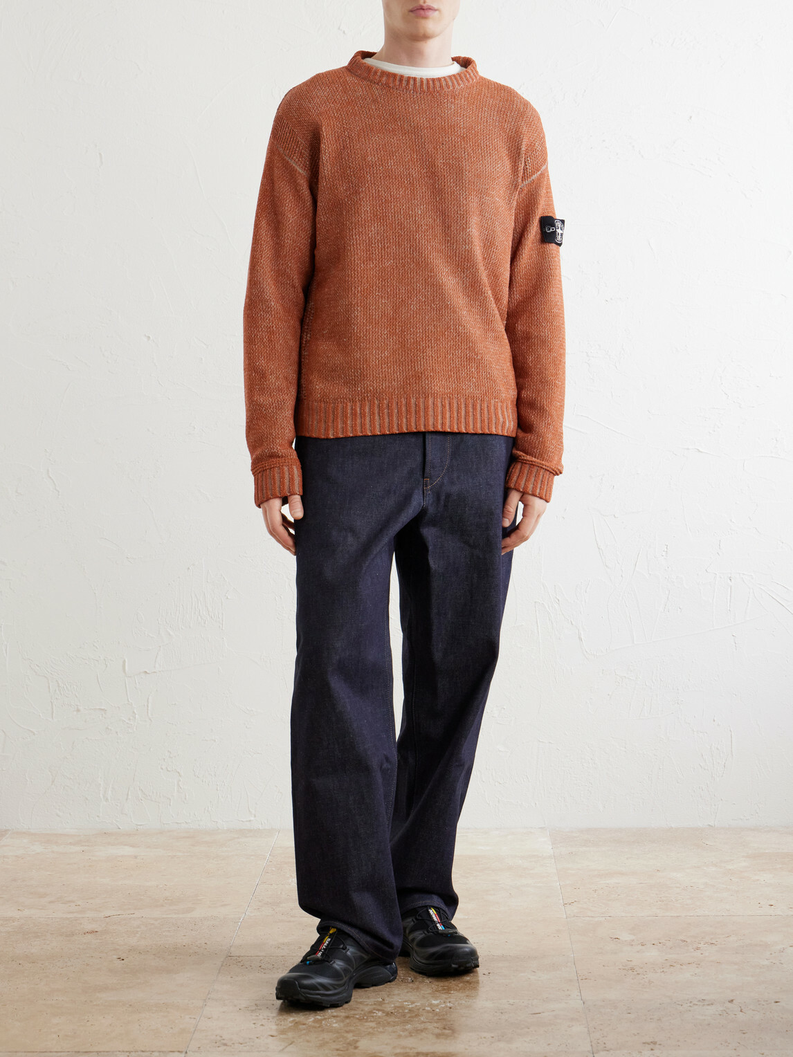 Stone Island - Cotton-Chenille Mock-Neck Sweater - Orange