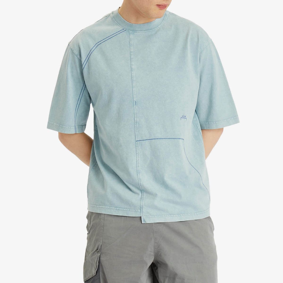 A-COLD-WALL* Men's Oblique T-Shirt in Grey-Green Tourmaline