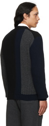 Brioni Navy & Black Paneled Cardigan