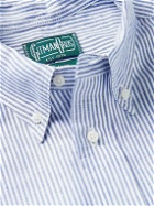 Gitman Vintage - Button-Down Collar Striped Linen and Cotton-Blend Shirt - Blue