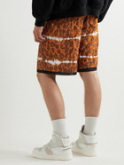 Acne Studios - Rong Straight-Leg Mesh-Trimmed Leopard-Print Herringbone Cotton-Blend Shorts - Brown