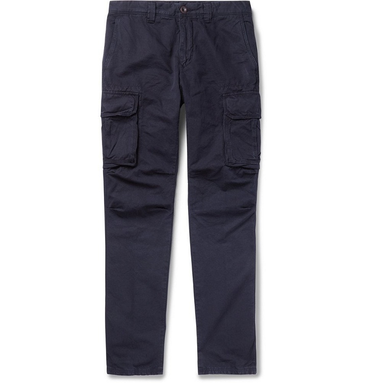 Photo: Incotex - Slim-Fit Cotton and Linen-Blend Cargo Trousers - Men - Navy