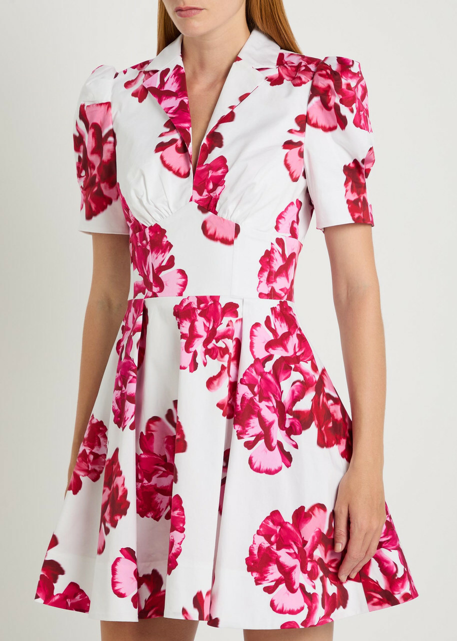 Rebecca Vallance Damask Floral-print Stretch-cotton Mini Dress Multicoloured
