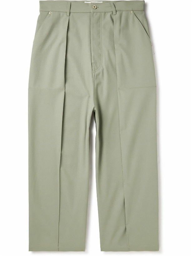 Photo: Loewe - Straight-Leg Cotton-Gabardine Trousers - Green