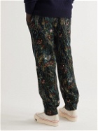 4SDesigns - Tapered Pleated Floral-Brocade Trousers - Black