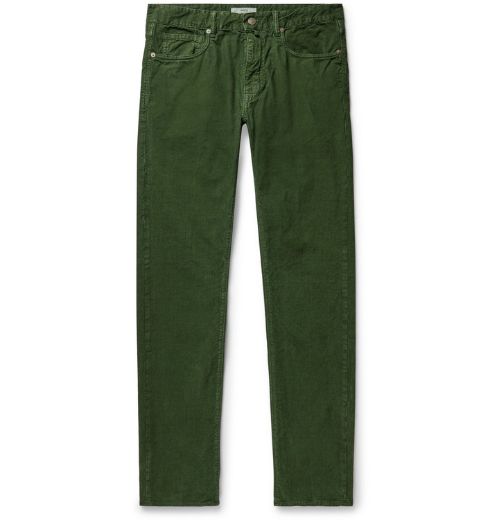 Photo: Incotex - Slim-Fit Stretch Cotton-Corduroy Trousers - Green