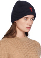 AMI Paris Navy Red Ami de Cœur Beanie