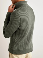 Brioni - Slim-Fit Ribbed Cotton Rollneck Sweater - Green