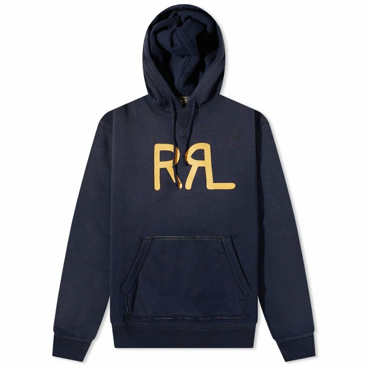 Photo: RRL Men's Long Sleeve Hooded Pullover in Faded Navy