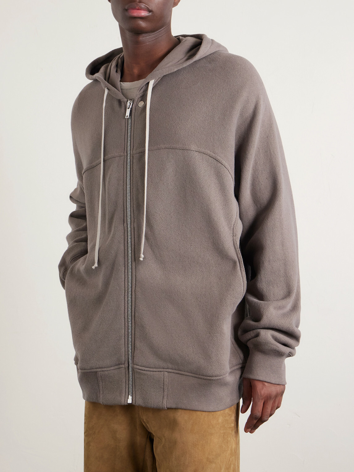 Rick Owens - Organic Cotton-Terry Zip-Up Hoodie - Gray