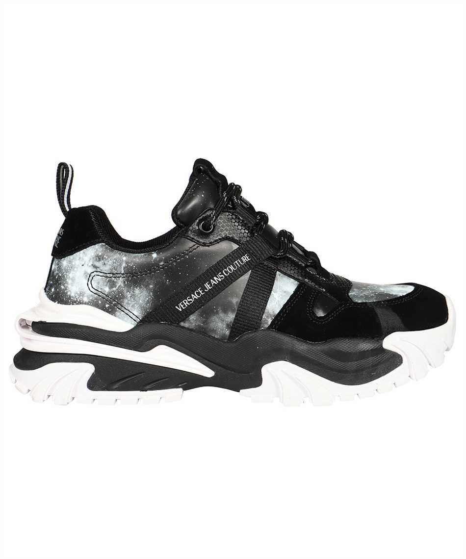 VERSACE★素敵！Leather & Printed Fabric Sneakers Blac Versace - Squalo Printed Leather and Mesh Sneakers - Black