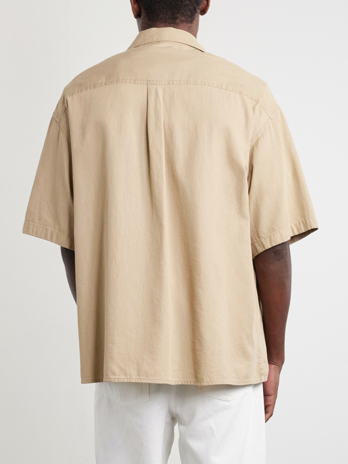 LOEWE - Camp-Collar Anagram-Detailed Cotton-Twill Shirt - Neutrals