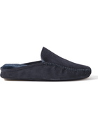 Manolo Blahnik - Crawford Suede Slippers - Blue