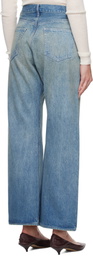 AURALEE Blue Selvedge Faded Heavy Jeans