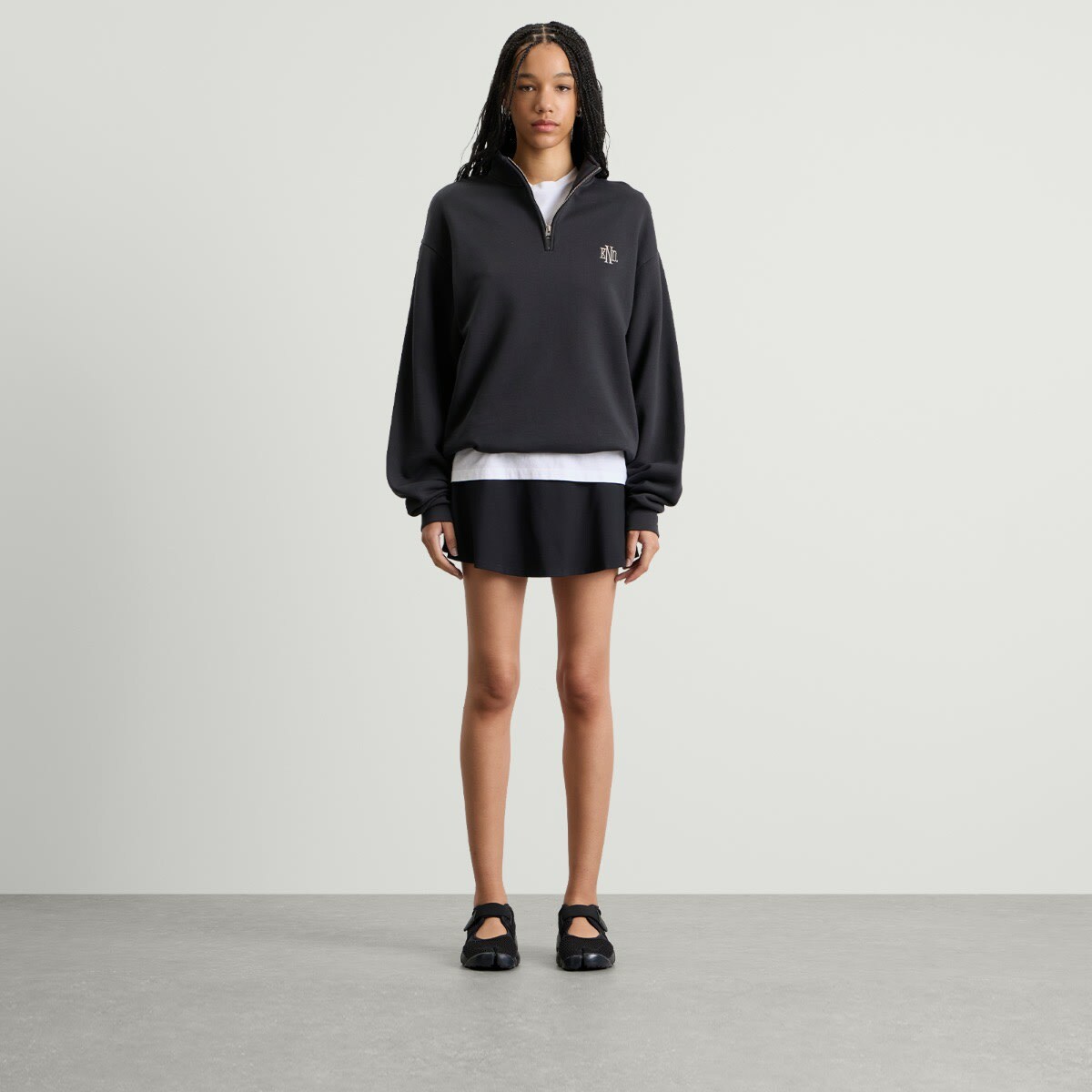 END. Slice Half Zip Sweat in Cinder Black