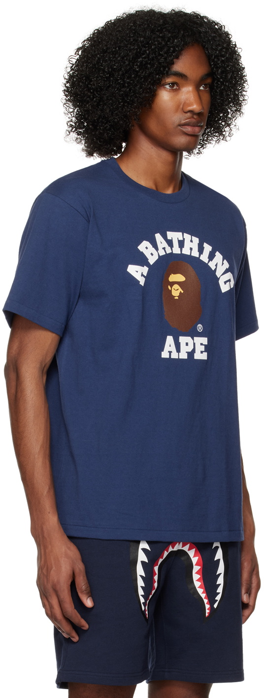 BAPE Navy College T-Shirt A Bathing Ape