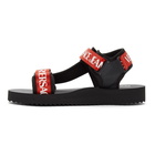 Versace Jeans Couture Red and Black Logo Strap Sandals