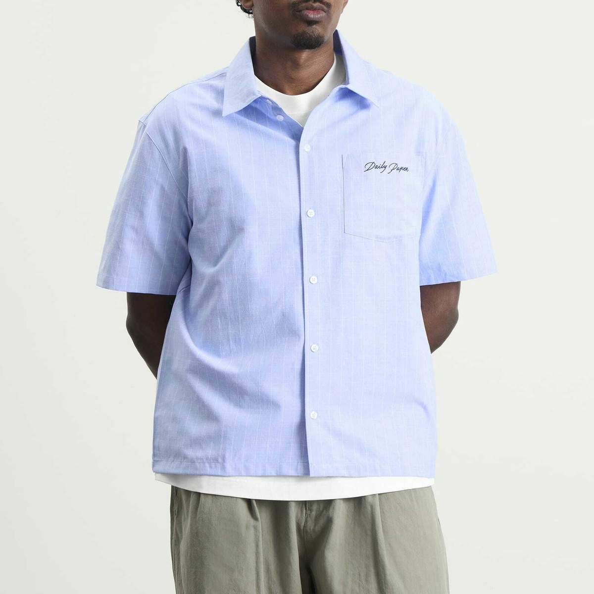 Daily Paper Men's Script Short Sleeve Shirt in Blue