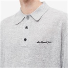 MKI Men's Long Sleeve Lightweight Mohair Knit Polo Shirt in Grey