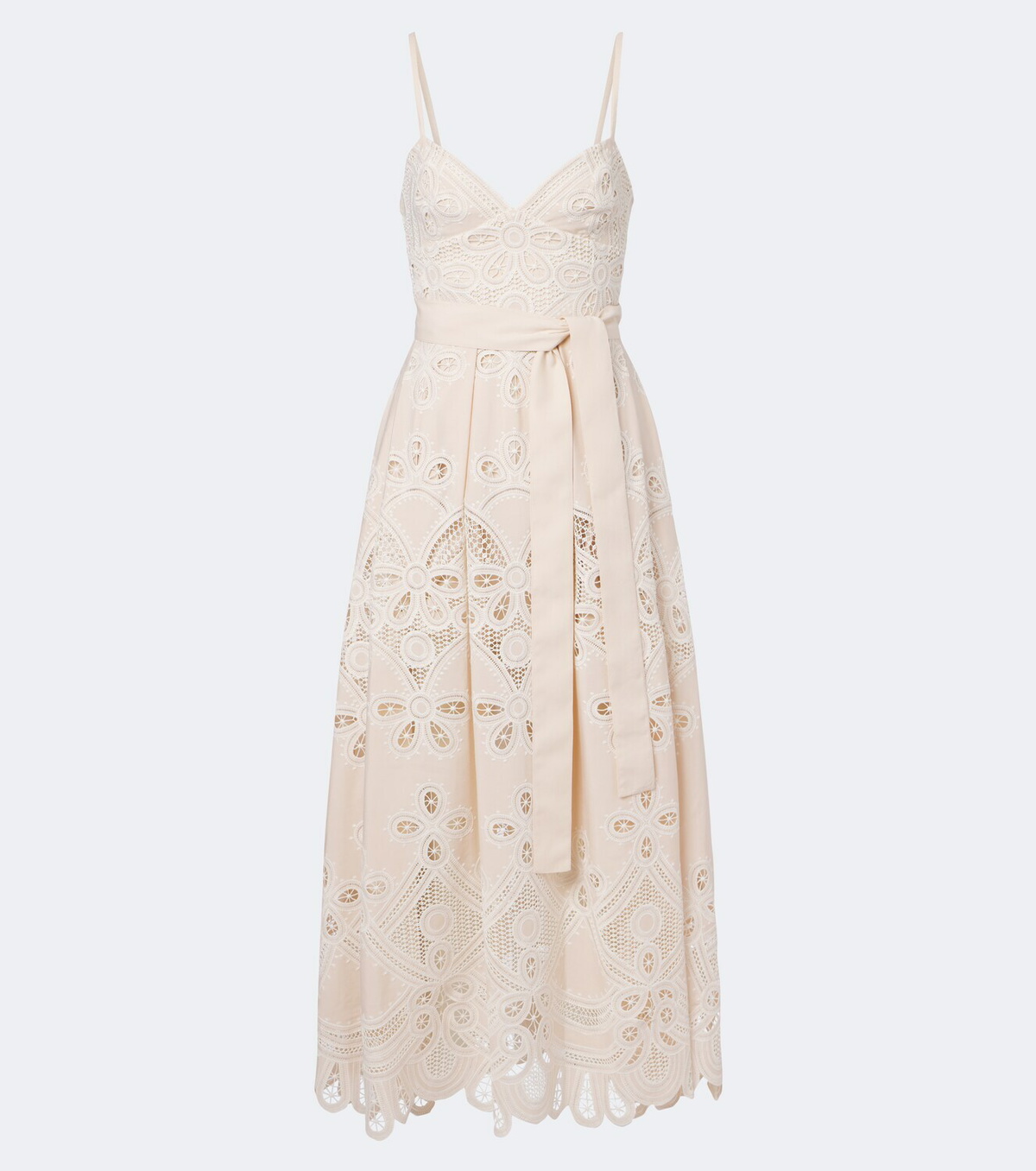 Elie Saab Belted embroidered gathered midi dress