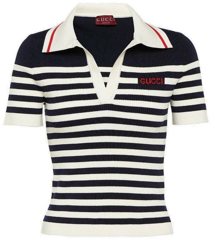 Photo: Gucci Logo striped cotton-blend polo shirt