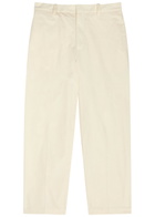 Jil Sander Checked Straight-leg Wool and Linen-blend Trousers Off White