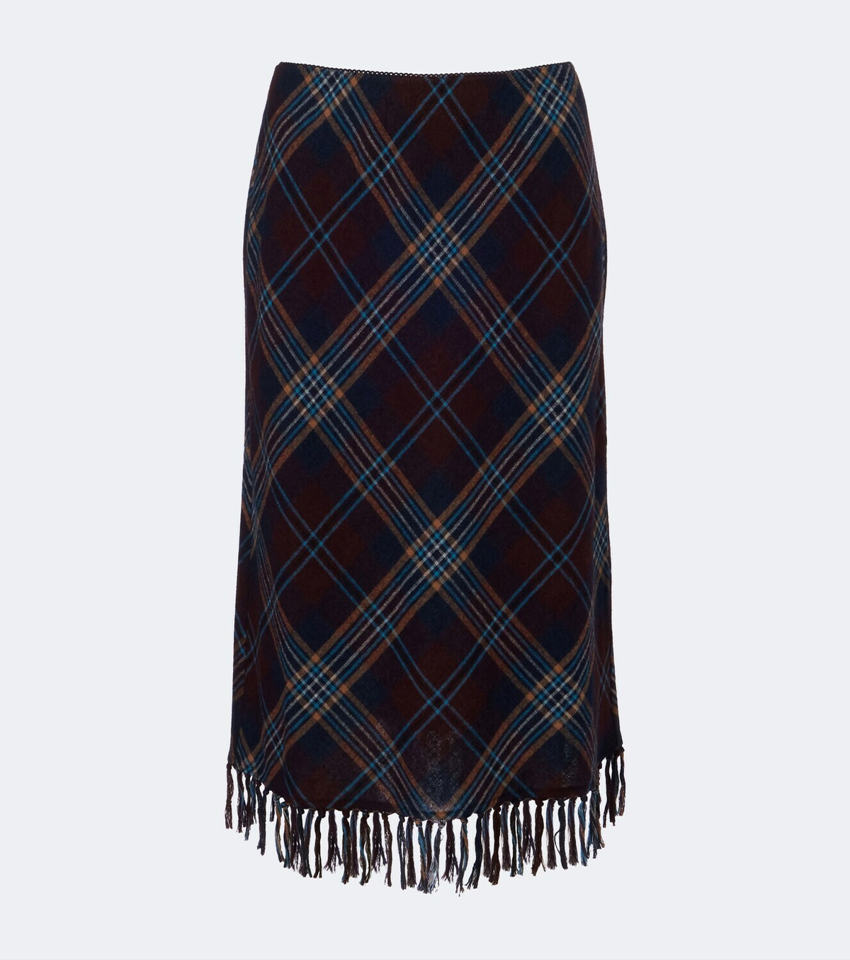 Dôen Elowette fringed plaid midi skirt