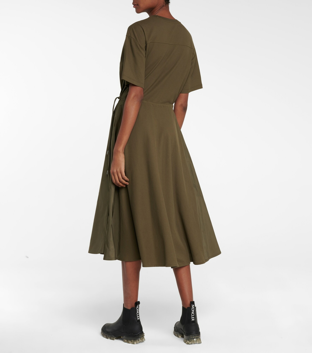 モンクレール Moncler Cotton Midi Dress Cotton midi dress in black - Moncler | Mytheresa