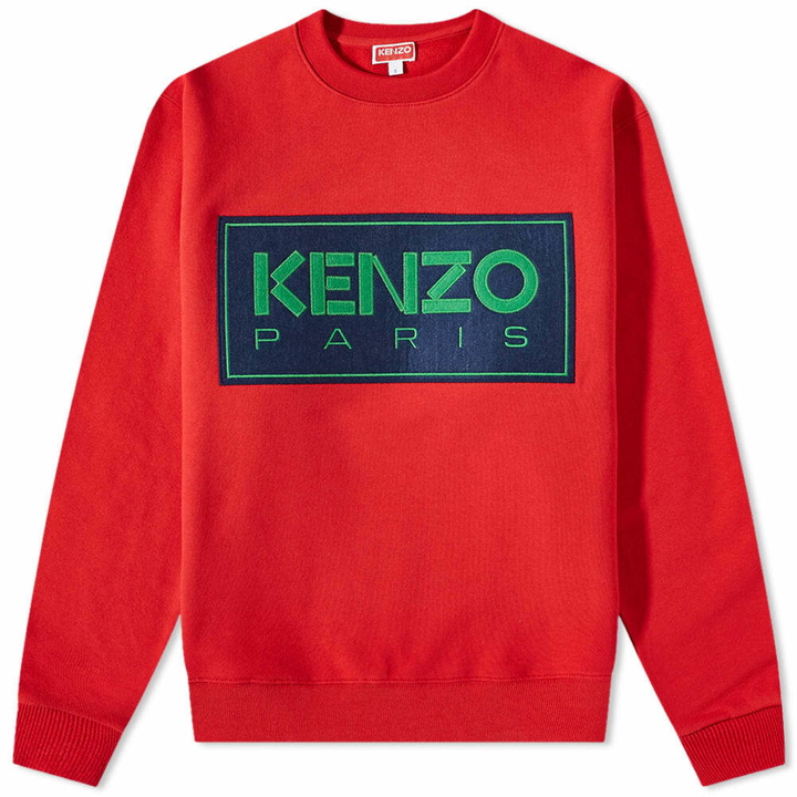 Photo: Kenzo Men's Box Logo Crew Sweat in Medium Red