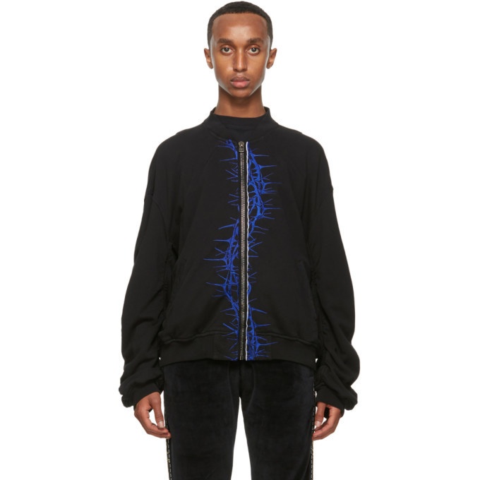 Photo: Haider Ackermann SSENSE Exclusive Black and Blue Embroidered Bomber Jacket