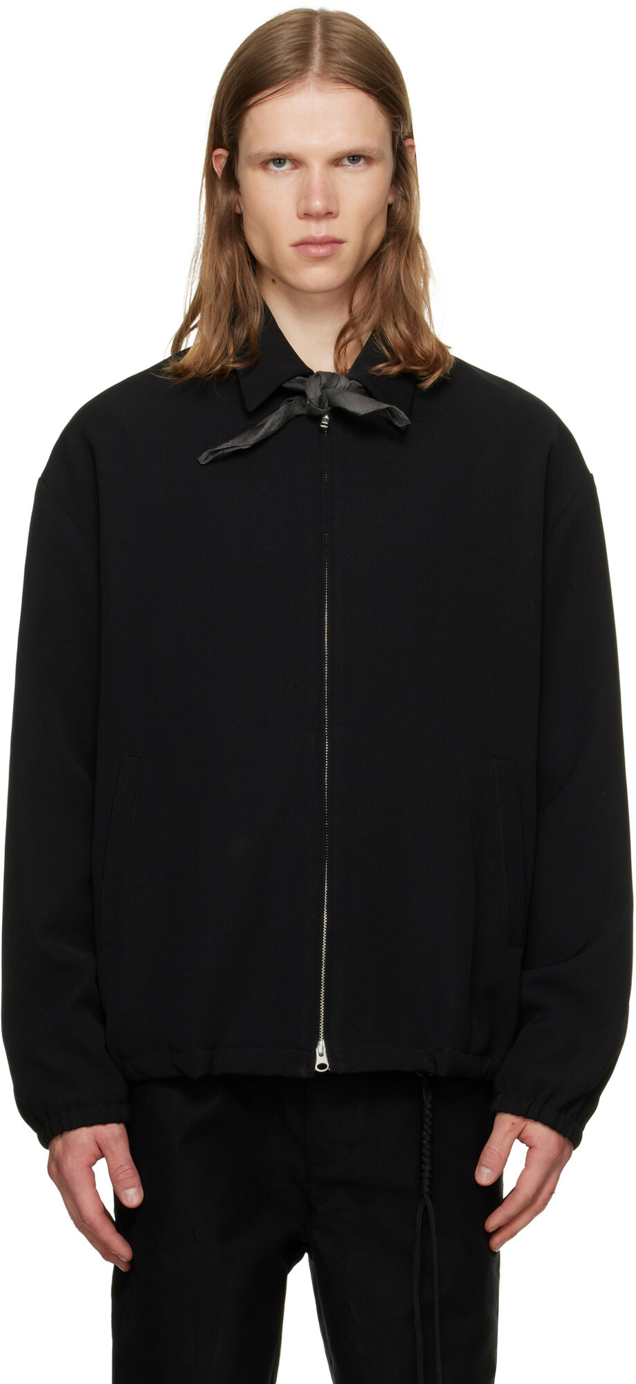 Song for the Mute Black Slim Poly Gab Coach Jacket