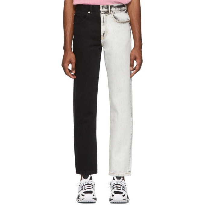 Photo: Alexander Wang White and Black Bicolor Five-Pocket Jeans