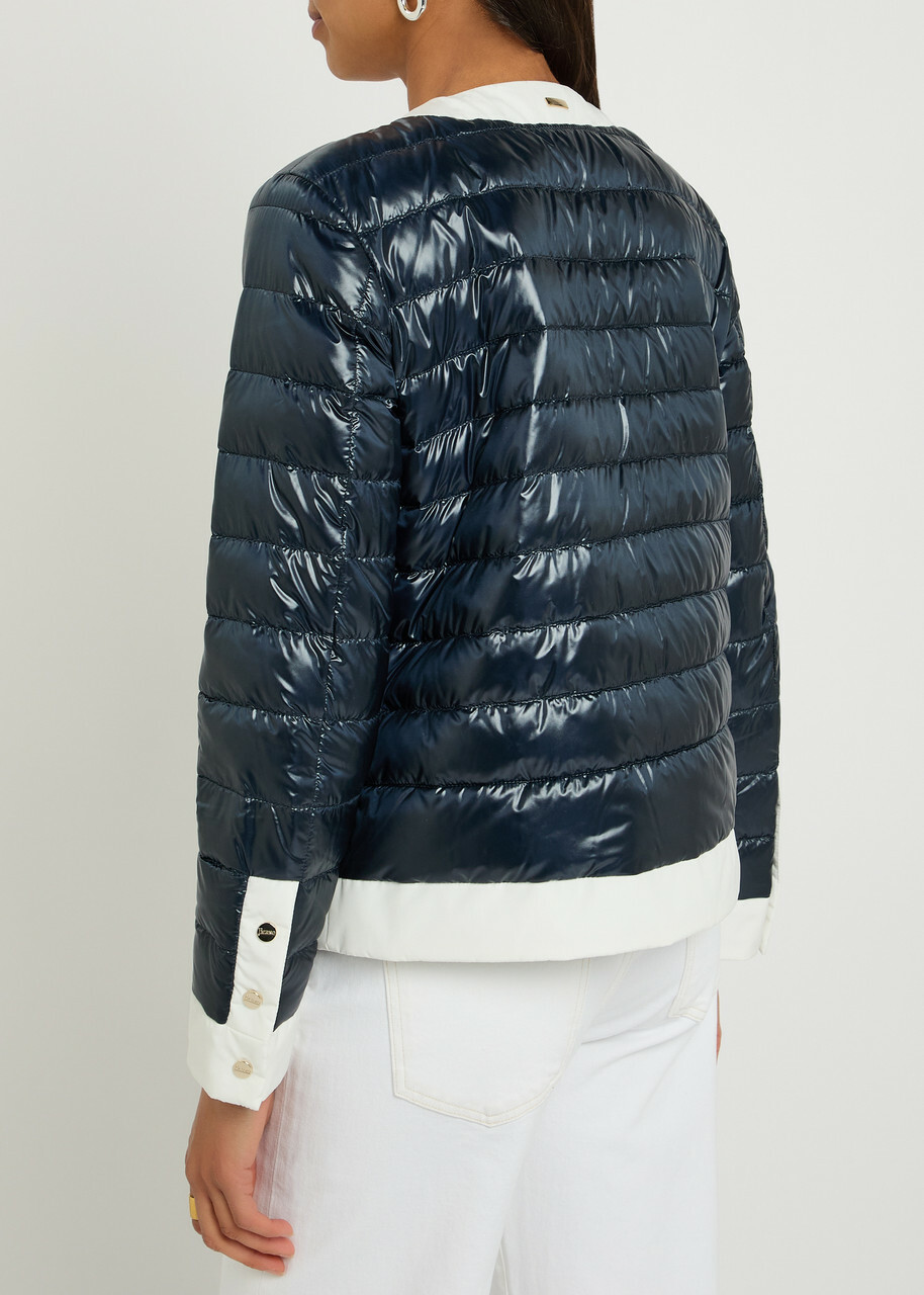Herno Contrasting Padded Glossed Shell Jacket Blue