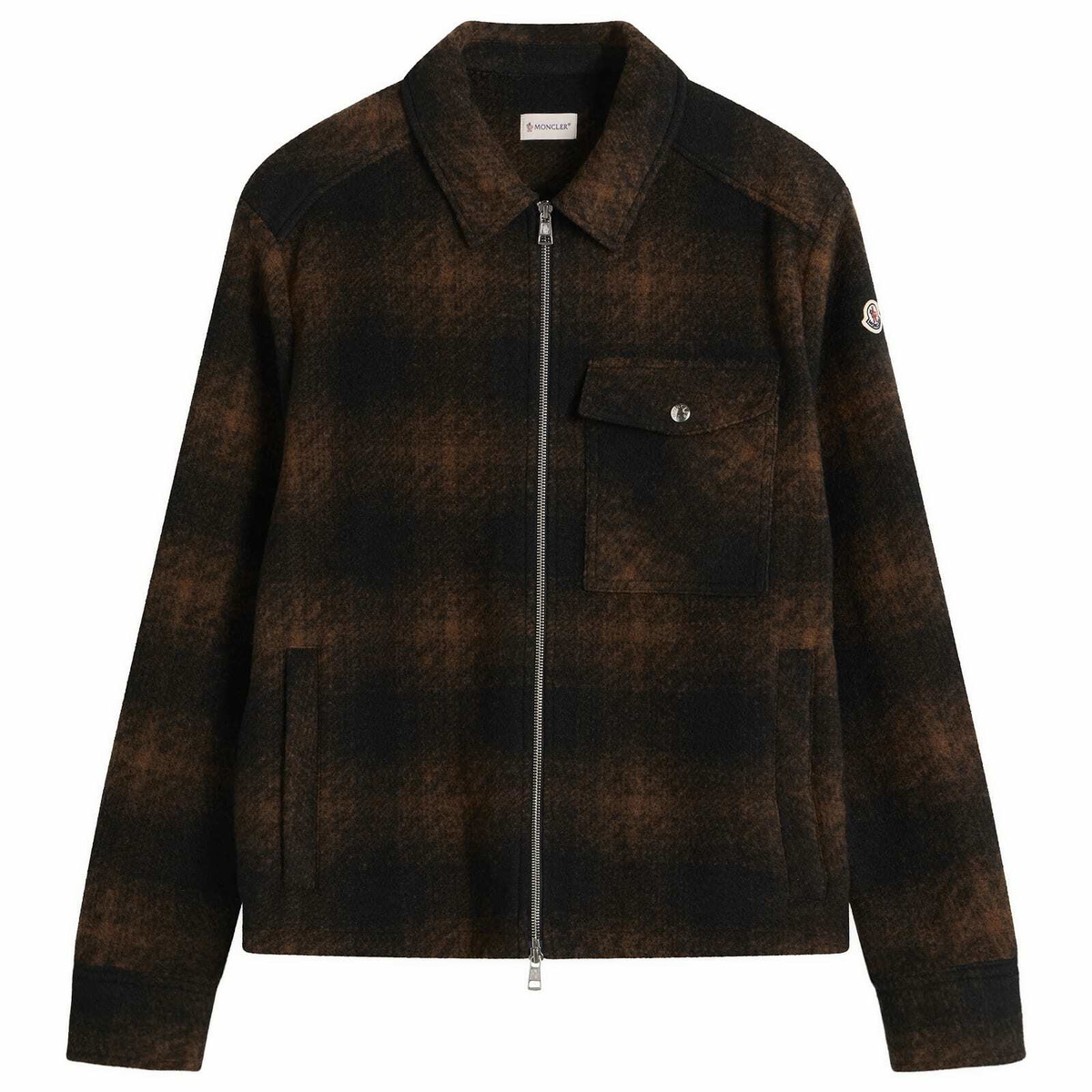Moncler Men's Check Shirt Jacket in Brown