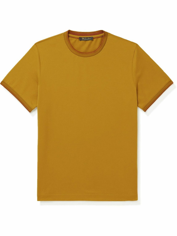 Photo: Loro Piana - Contrast-Tipped Sea Island Cotton-Piqué T-shirt - Yellow