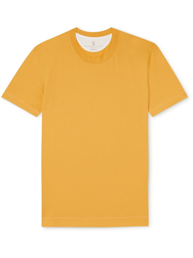 Photo: Brunello Cucinelli - Slim-Fit Cotton-Jersey T-Shirt - Yellow
