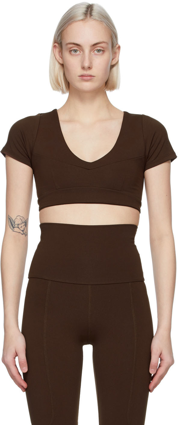 Live the Process Brown Crystal Short Sleeve Sport Top