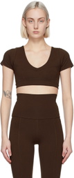 Live the Process Brown Crystal Short Sleeve Sport Top