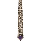 Ralph Lauren Purple Label Brown and Off-White Linen Zebra Tie
