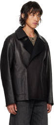 stein Black Short Bonded Reversible Leather Jacket