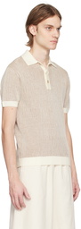 King & Tuckfield Off-White & Tan Striped Polo