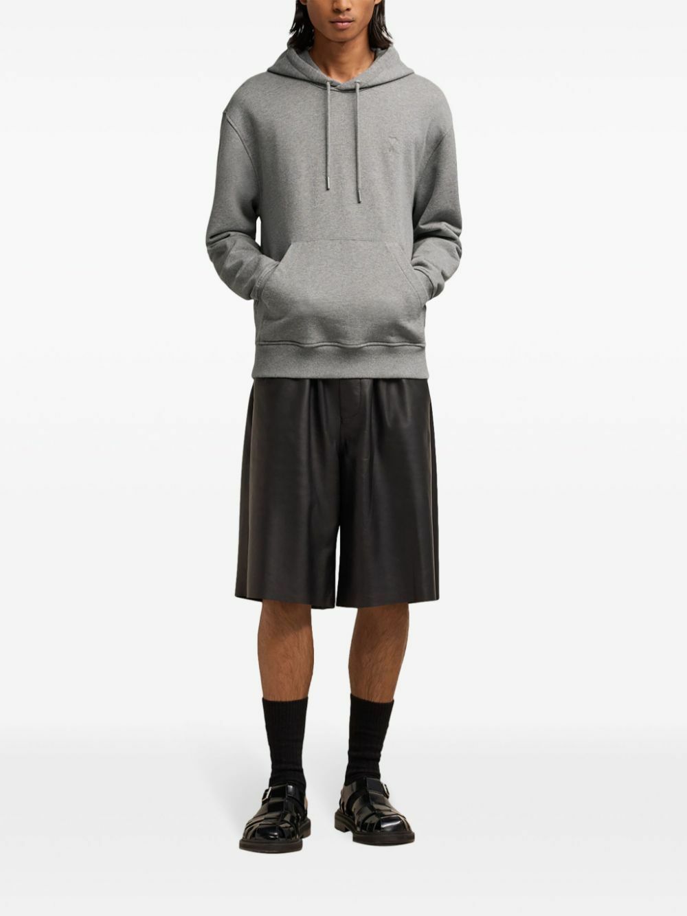 AMI Paris Grey Ami De Coeur Hoodie